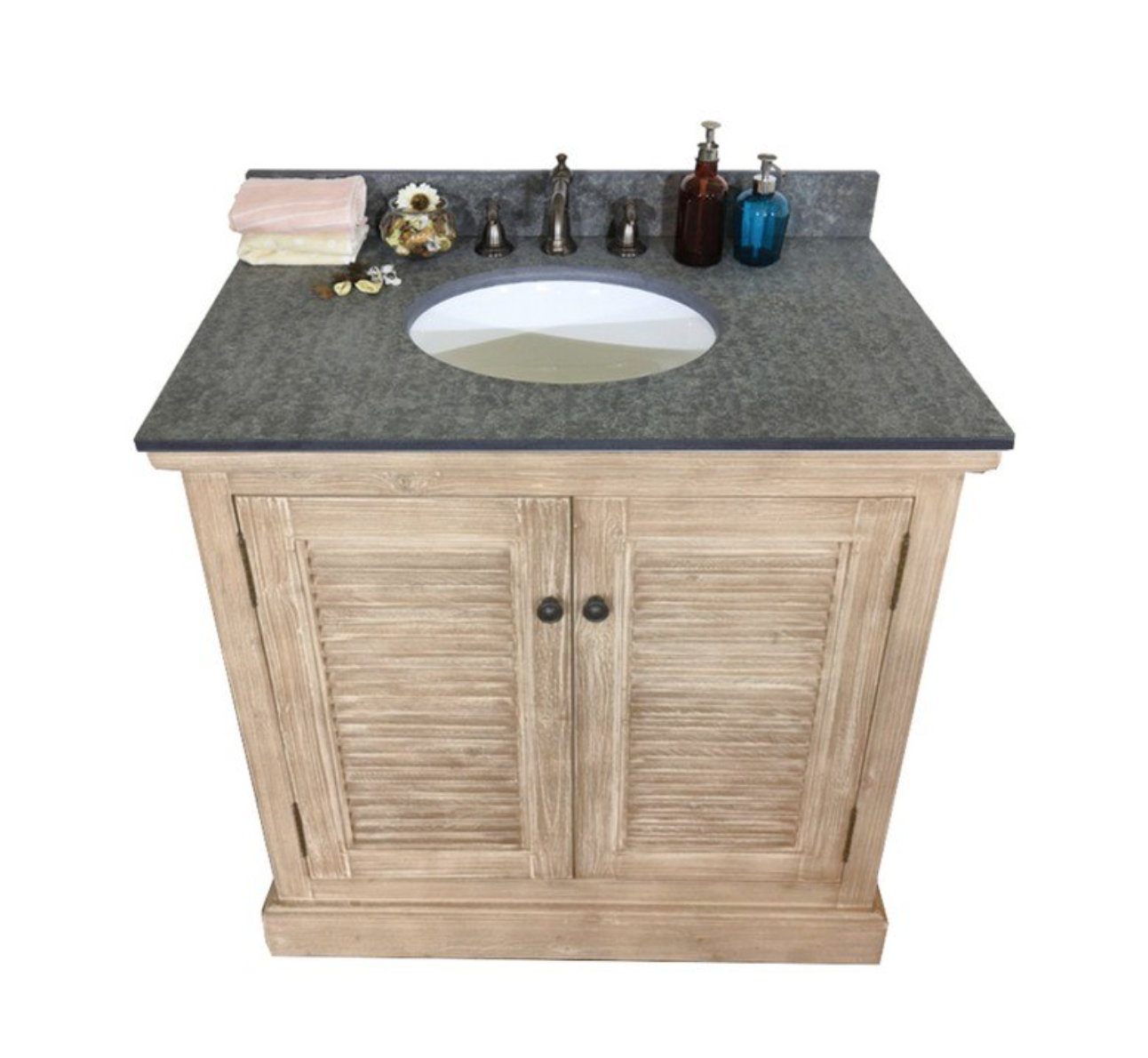 Abel 36 inch Single Sink Rustic Bathroom Vanity, Marble Top, Backsplash ...